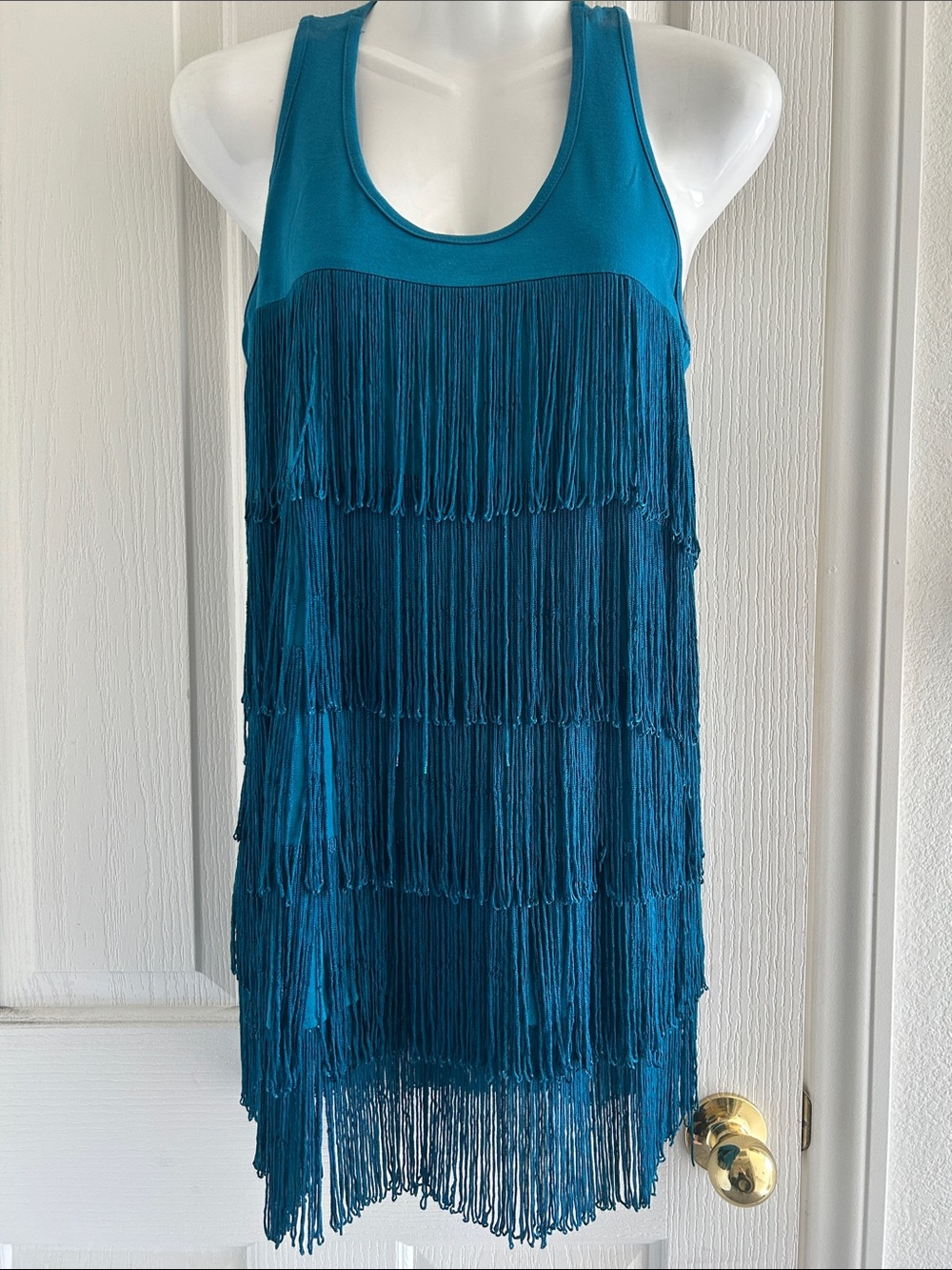 Fringed Teal Tank Top - Women